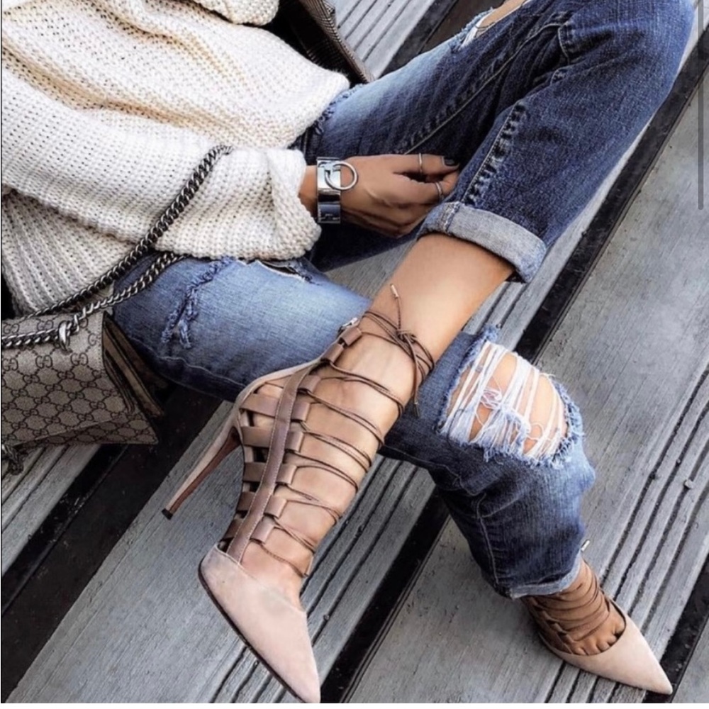 COPY - AQUAZZURA Amazon Suede Pumps in Biscotto 39